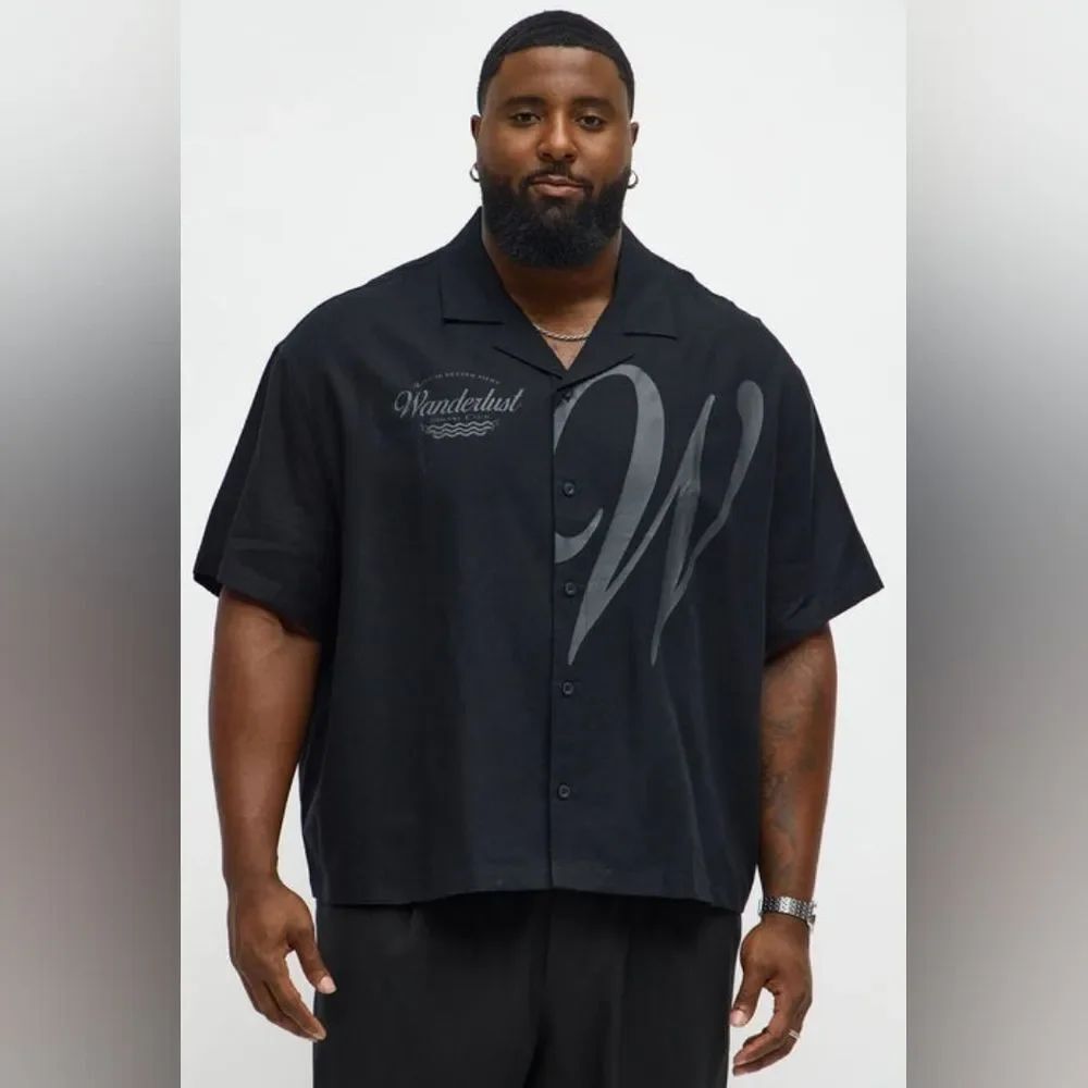 Wanderlust 🎁 Men's Black Casual Button Down Shirt